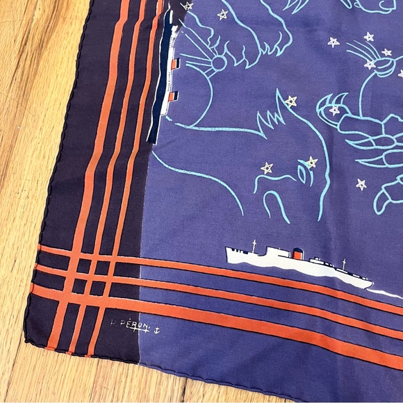 Vintage Hermes Silk Scarf 1956 Constellations Pierre Peron P.Peron 50s - Picture 3 of 15